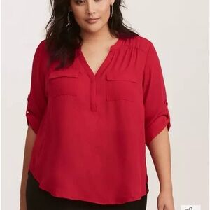 Torrid Bold Red V-Neck Blouse